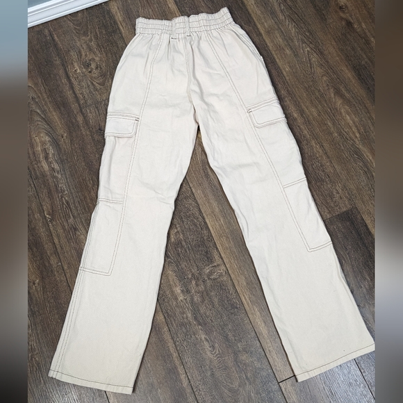 RSQ beige cargo jeans pants straight leg long baggy EUC Medium - Picture 2 of 5